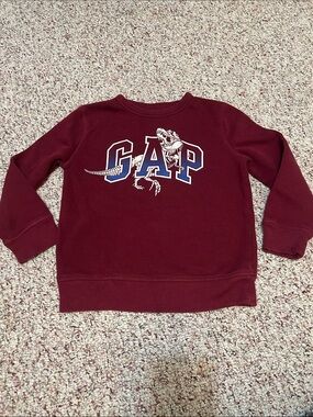 GAP Burgundy Crewneck Sweatshirt with Dino Logo